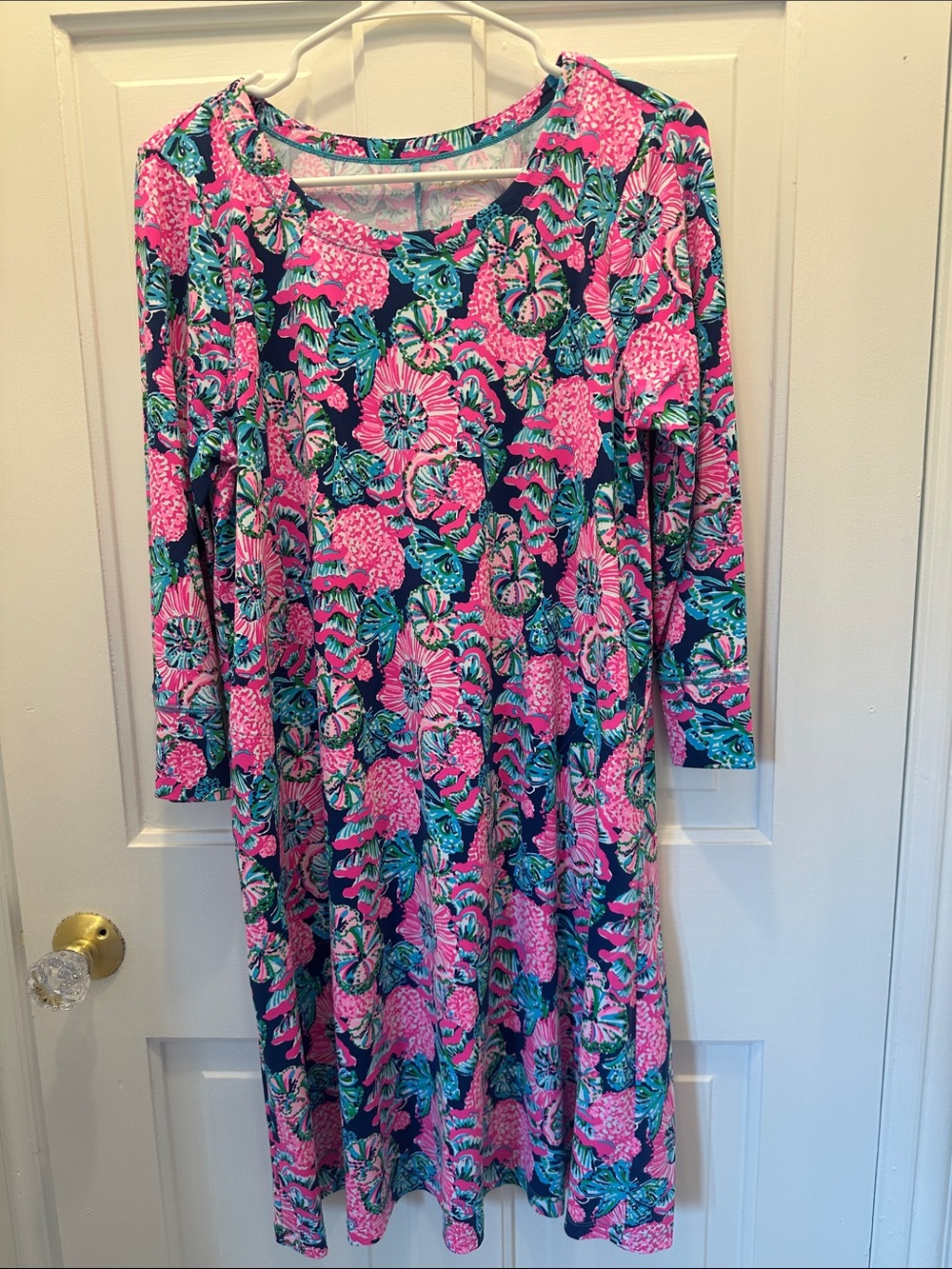 Lilly Pulitzer Chilly Lilly Pink & Navy Floral Long Sleeve Dress